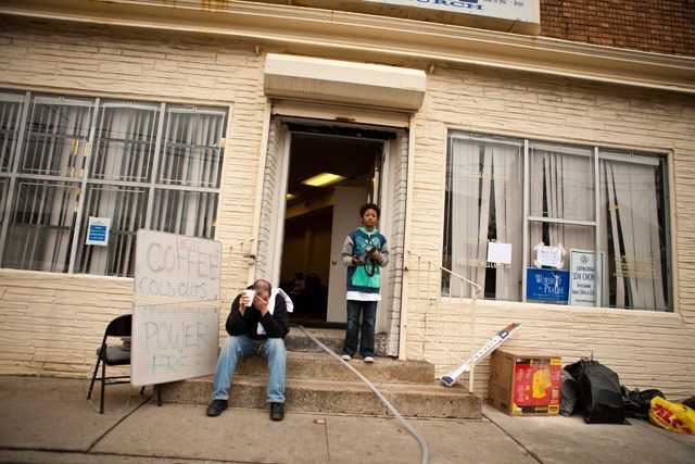 A Staten Island relief center two days after Sandy hit